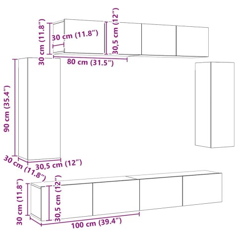  6-cz. zestaw szafek telewizyjnych, dąb sonoma, płyta wiórowa Lumarko!