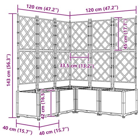 Donica ogrodowa z kratką 5 sztuk Szara 120x120x143 cm Lumarko!