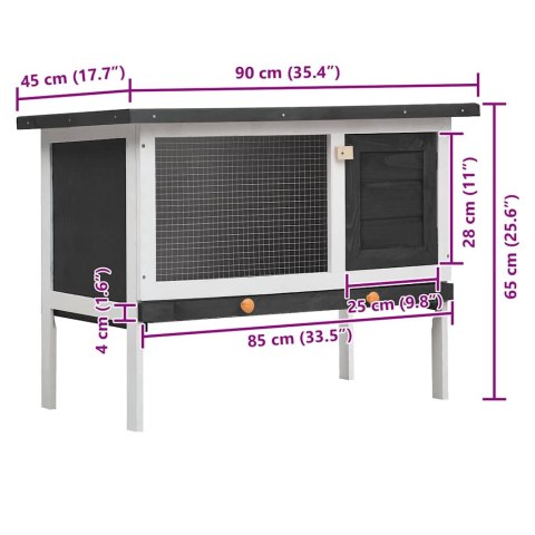 Klatka dla królika, 1 poziom, szara, drewniana Lumarko!
