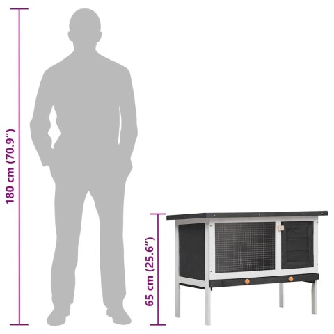  Klatka dla królika, 1 poziom, szara, drewniana Lumarko!