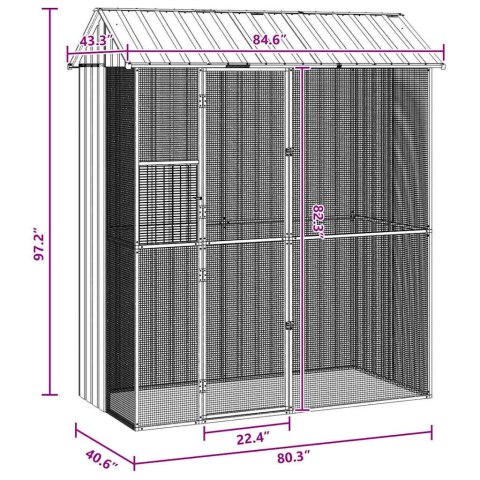 Klatka dla ptaków z przechowywaniem Antracyt 215 x 110 x 247 cm Lumarko!