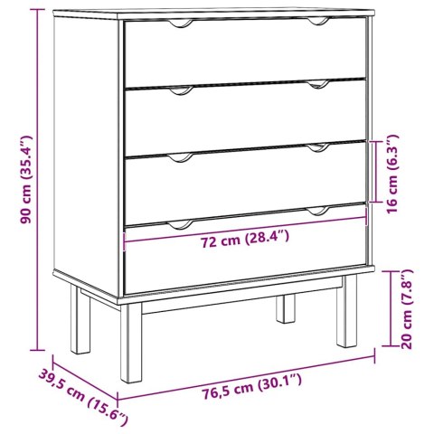  Komoda z szufladami, brązowo-biała, 76,5x39,5x90 cm, lita sosna Lumarko!
