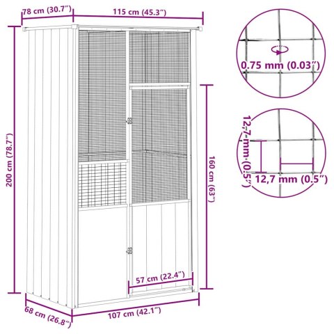 Woliera, antracytowa, 115x78x200 cm, galwanizowana stal Lumarko!