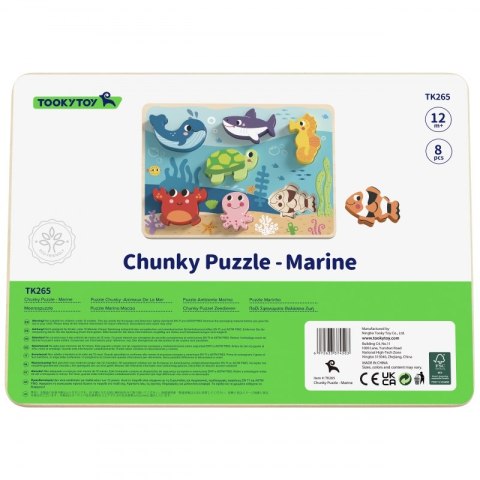 TOOKY TOY Drewniane Puzzle Montessori Świat Morza Rybki Żółwik Kształty  Lumarko!