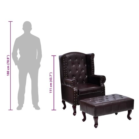  Fotel z podnóżkiem, ciemnobrązowy, sztuczna skóra Lumarko!