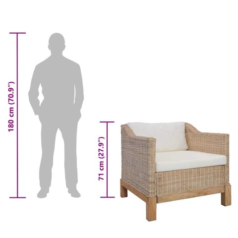  Fotel z poduszkami, naturalny rattan Lumarko!