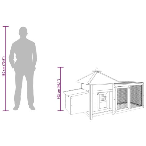  Klatka dla kurcząt z gniazdem, mokka, 193x68x104 cm, lita jodła Lumarko!