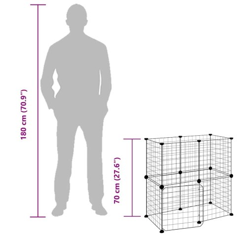  Klatka dla zwierząt z bramką, 12 paneli, czarna, 35x35 cm, stal Lumarko!