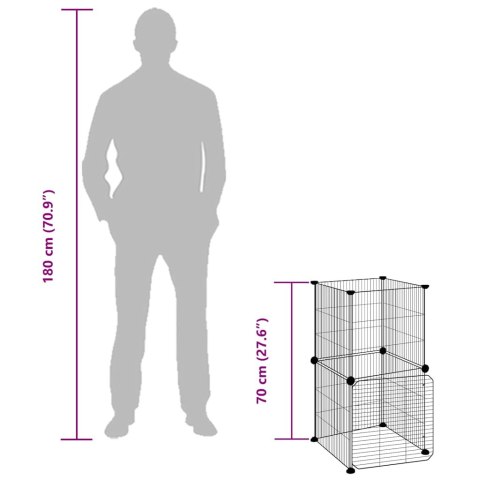  Klatka dla zwierząt z bramką, 8 paneli, czarna, 35x35 cm, stal Lumarko!