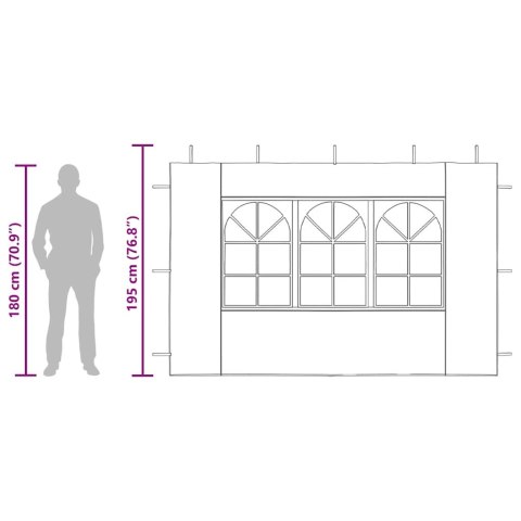  Ścianki boczne do namiotu, 2 szt., z oknem, PE, antracytowe Lumarko!