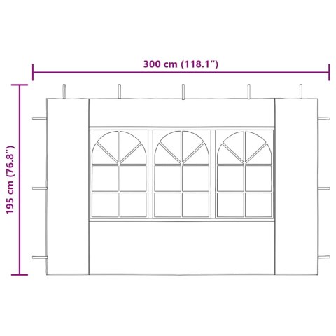  Ścianki boczne z oknem do namiotu ogrodowego, 2 szt., PE, białe Lumarko!
