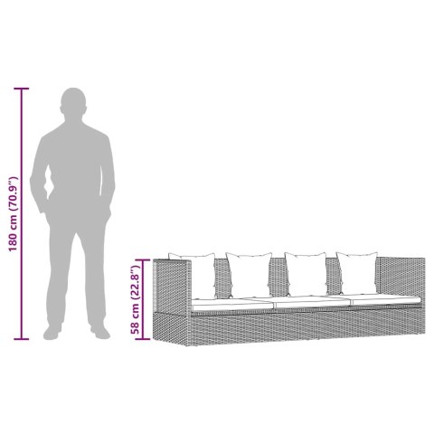  Sofa ogrodowa z poduszkami, polirattan, czarna Lumarko!