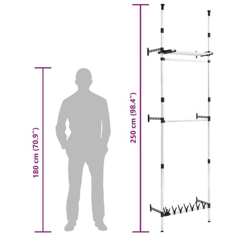  Teleskopowy system do garderoby, z półką i drążkami, aluminiowy Lumarko!