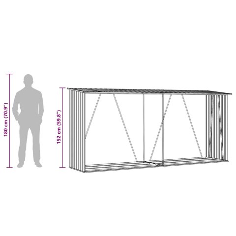  Wiata na drewno, stal galwanizowana, 330 x 84 x 152 cm, szara Lumarko!