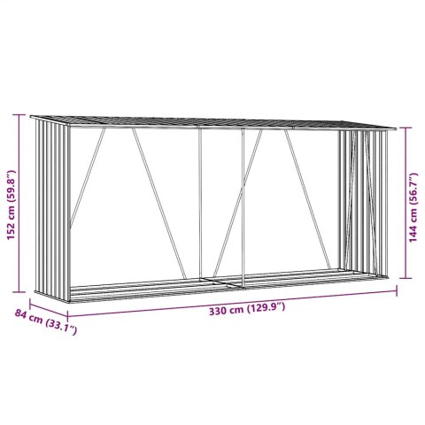  Wiata na drewno, stal galwanizowana, 330 x 84 x 152 cm, zielona Lumarko!