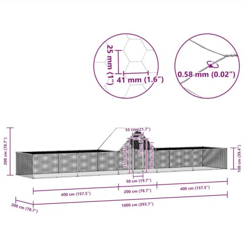  Woliera dla kur, 10 x 2 x 2 m, galwanizowana stal Lumarko!