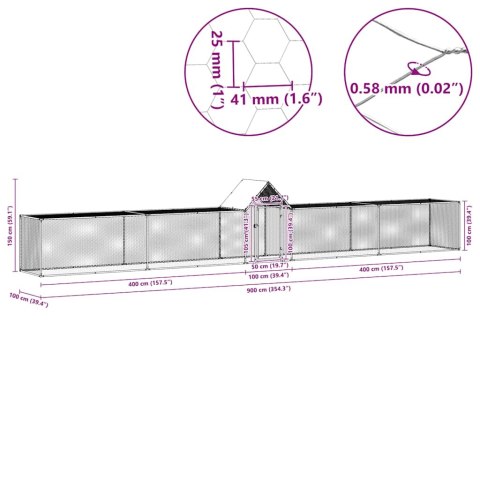  Woliera dla kur, 9 x 1 x 1,5 m, galwanizowana stal Lumarko!