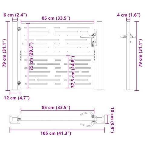 Furtka ogrodowa, 105x80 cm, stal kortenowska, motyw prostokąty Lumarko!