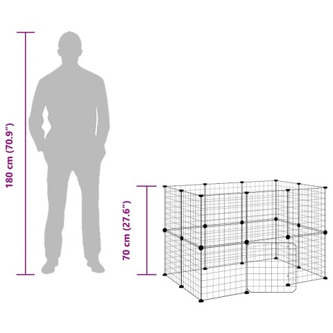  Klatka dla zwierząt z bramką, 20 paneli, czarna, 35x35 cm, stal Lumarko!