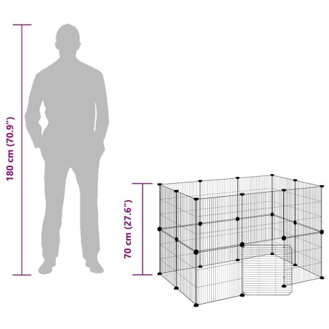  Klatka dla zwierząt z bramką, 20 paneli, czarna, 35x35 cm, stal Lumarko!