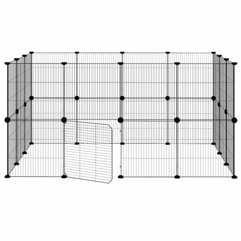  Klatka dla zwierząt z bramką, 28 paneli, czarna, 35x35 cm, stal Lumarko!