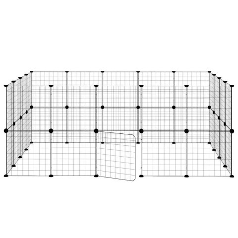  Klatka dla zwierząt z bramką, 36 paneli, czarna, 35x35 cm, stal Lumarko!