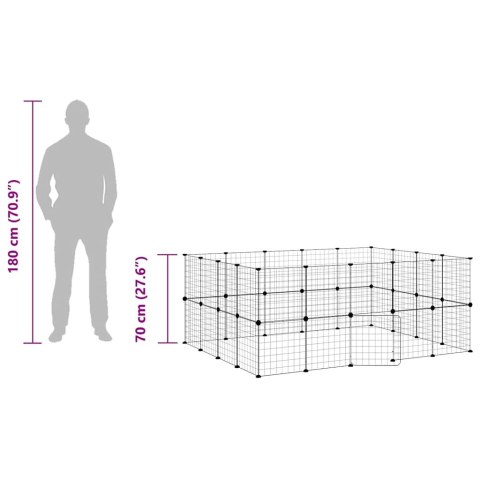  Klatka dla zwierząt z bramką, 36 paneli, czarna, 35x35 cm, stal Lumarko!