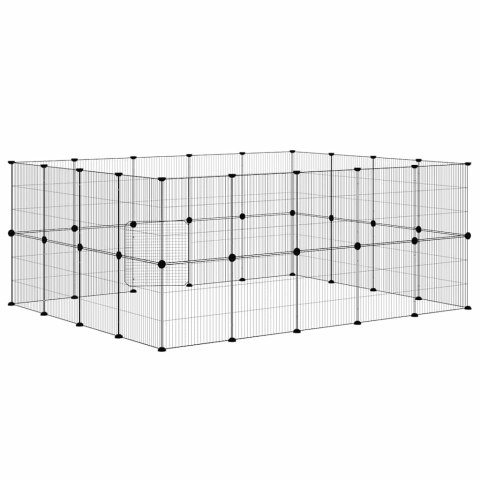  Klatka dla zwierząt z bramką, 36 paneli, czarna, 35x35 cm, stal Lumarko!