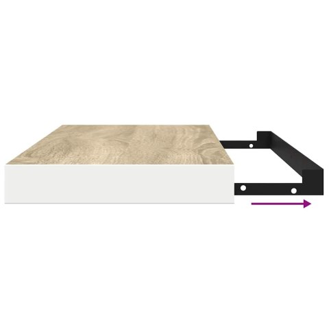  Półki ścienne, 2 szt., dębowo-białe, 80x23,5x3,8 cm, MDF Lumarko!