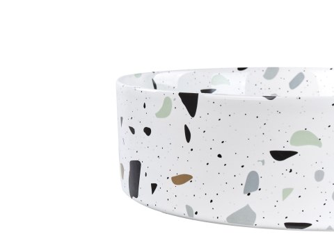 Umywalka nablatowa ceramiczna ⌀ 40 cm biała z efektem lastryko NULES