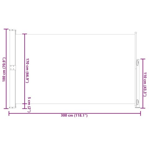 Zwijana markiza boczna na taras, 180x300 cm, brązowa Lumarko!