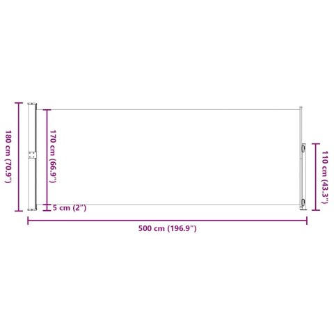 VidaXL Zwijana markiza boczna na taras, 180x500 cm, czerwona