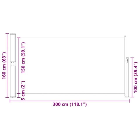  Markiza boczna na taras, 160 x 300 cm, czerwona Lumarko!