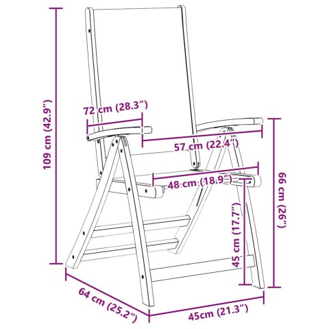 Składane krzesła ogrodowe, 4 szt., drewno akacjowe i textilene Lumarko!