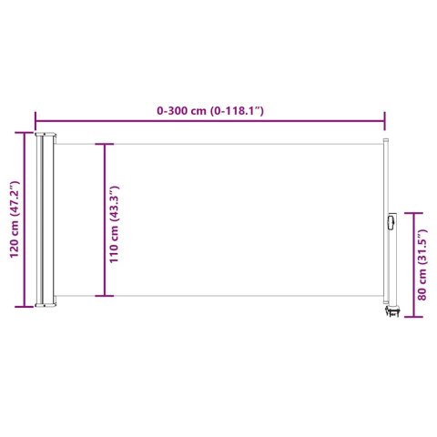 Tarasowa, zwijana markiza boczna, 120 x 300 cm, szara  Lumarko!