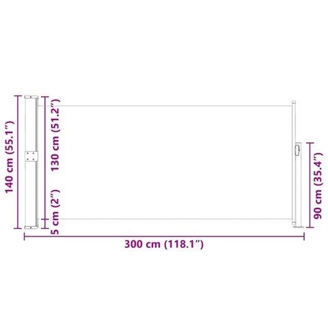 Zwijana markiza boczna, 140 x 300 cm, czerwona Lumarko!