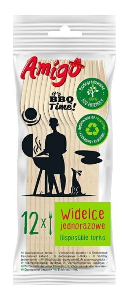 Gosia Amigo Widelce Jednorazowe Drewniane 12szt 7131..