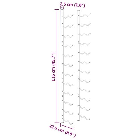  Ścienny uchwyt na 24 butelki wina, biały, żelazny Lumarko!