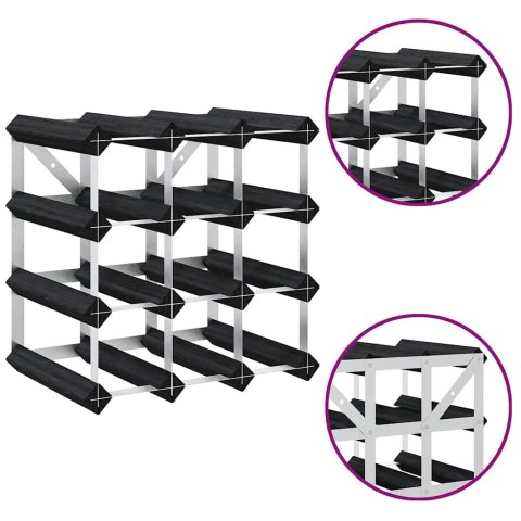 Stojak na 12 butelek wina, czarny, lite drewno sosnowe Lumarko!