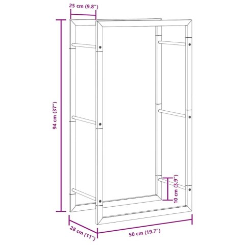  Stojak na drewno, matowy czarny, 50x28x94 cm, stalowy Lumarko!