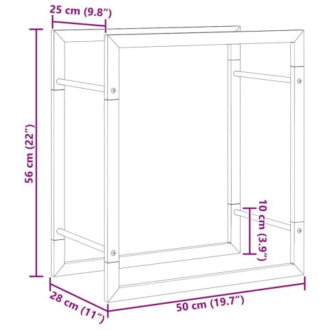 Stojak na drewno opałowe, 50x28x56 cm, stal nierdzewna Lumarko!