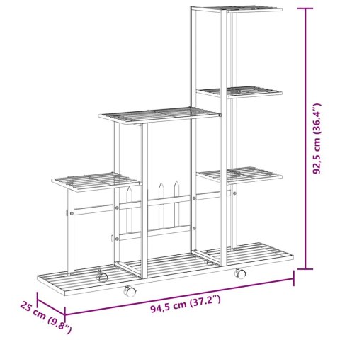  Stojak na kwiaty, na kółkach, 94,5x25x92,5 cm, biały, metalowy Lumarko!