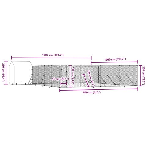 Kojec dla psa, z dachem, srebrny, 10x10x2,5m stal galwanizowana Lumarko!