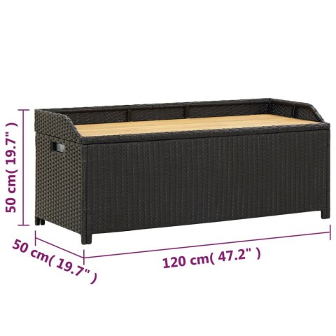  Ławka ogrodowa ze schowkiem, 120 cm, polirattan, czarna Lumarko!