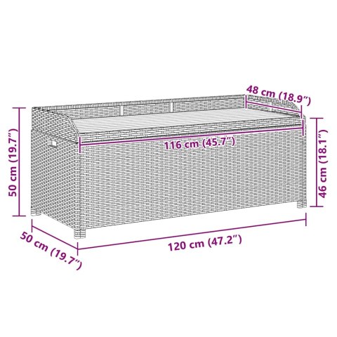  Ławka ogrodowa ze schowkiem, 120 cm, polirattan, czarna Lumarko!