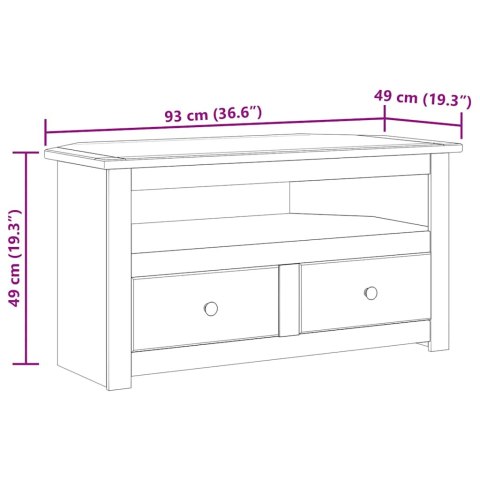  Narożna szafka pod TV, biała, 93x49x49 cm, sosna, seria Panama Lumarko!