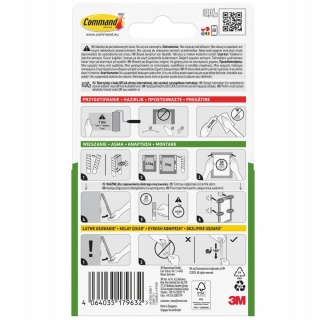 3M Command Czarne Rzepy Do Wieszania Obrazów 5kg 4 Pary (8szt) 17204..