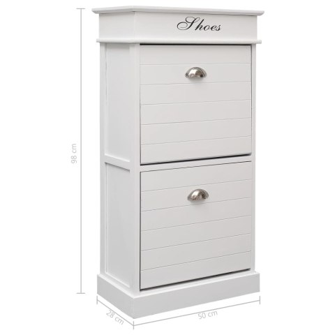 Szafka na buty, biała, 50 x 28 x 98 cm, drewno paulownia Lumarko!