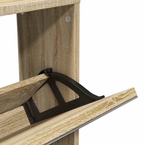  Szafka na buty z 5 półkami i lustrem, kolor dębu, 63x17x169,5 Lumarko!