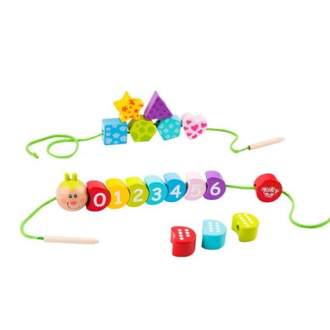 TOOKY TOY Drewniane Klocki do Nawlekania Gąsienica Nauka Liczenia 20 el. Lumarko!